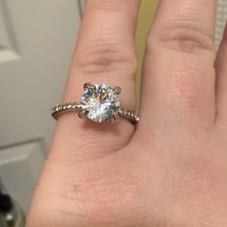 Moissanite Replica Silver Ring Size 7