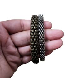 Bronze Silver Toned Set of 2 Bangle Bracelets