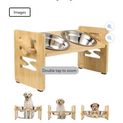 Qweryboo Elevated Dog Bowls, 10 Oz Tilted Adjustable Raised Dog Bowls with 2 Stainless Steel Bowls and Non-Slip Feet, Adjusts to Heights 2.95"-6.89" f