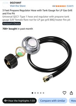 Hose and regulator with propane