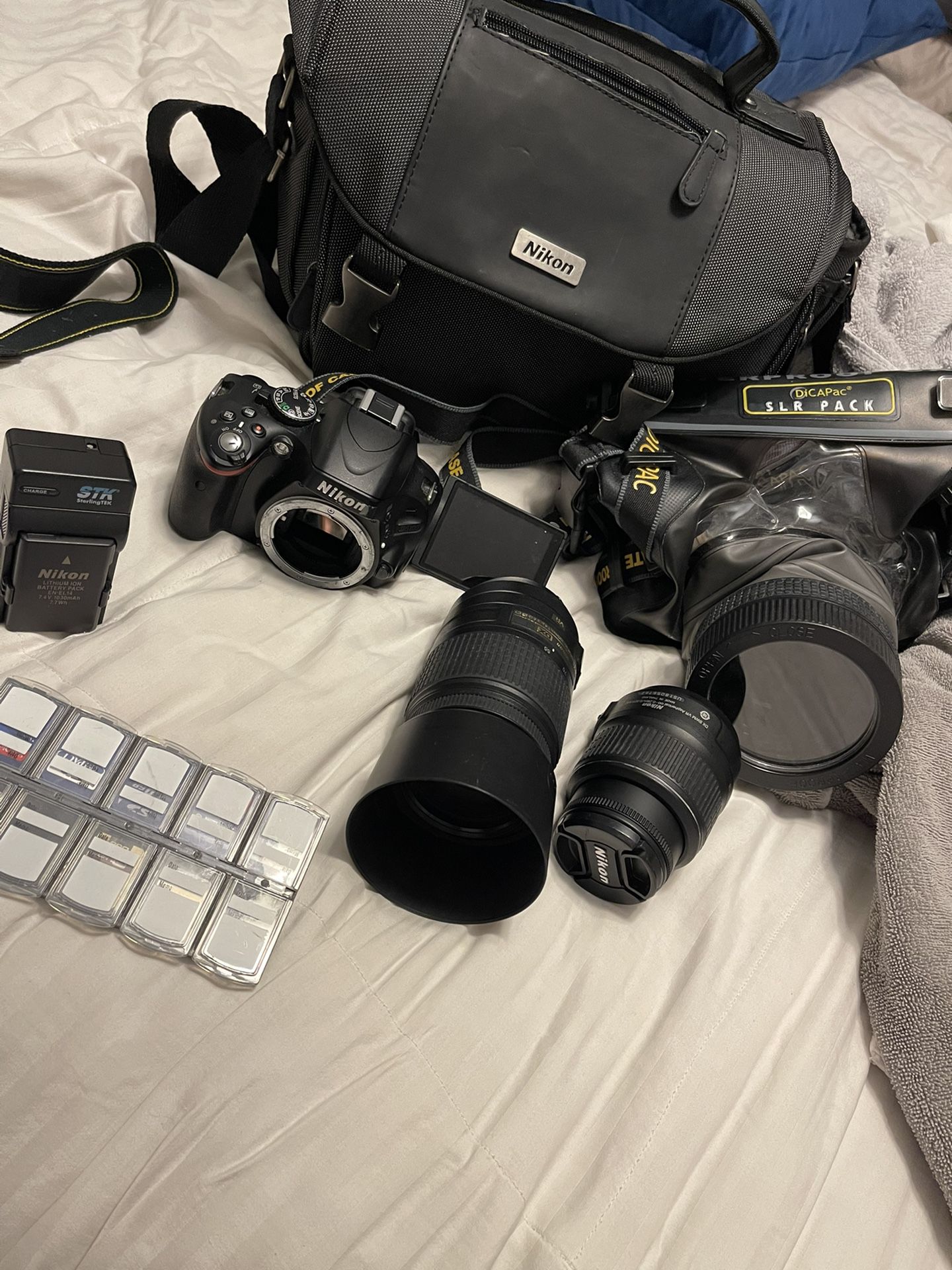 Nikon D5100 , 1 LENS  (Sold One Lens Already), Carry Case, Waterproof Dive Case, 10 Sd Cards, Charger 