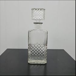 Vintage *EMPTY* I.W. Harper Square Glass Decanter & Faceted Stopper