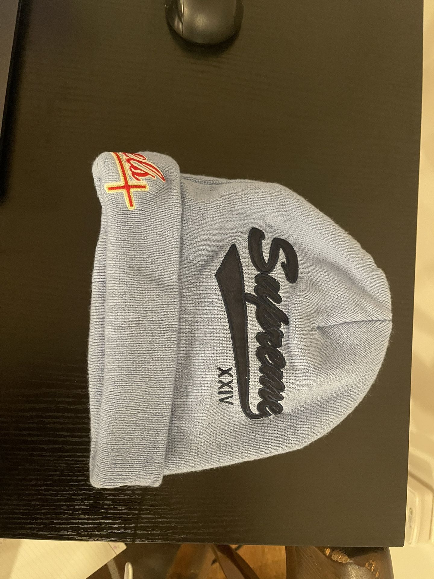 New Era X Supreme Light Blue Beanie 