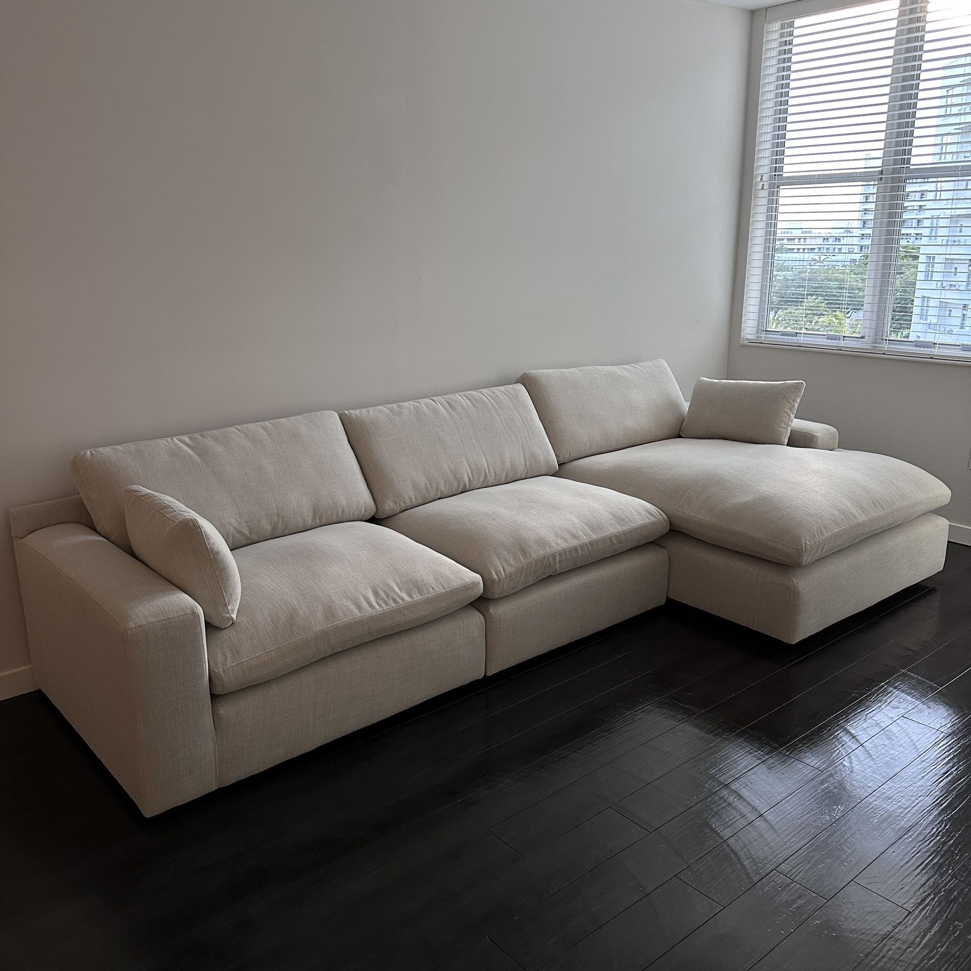 NEW Beige Linen Cloud Couch Sectional