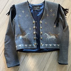 Hand painted Suede Fringed Jacket