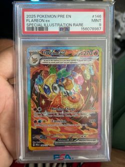2025 Pokémon PRE EN FLAREON ex SIR #146 PSA 9 MINT 🔥