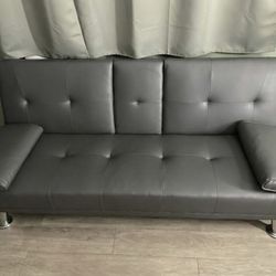 Convertible Sofa Bed Adjustable Couch Sleeper Modern Faux Leather