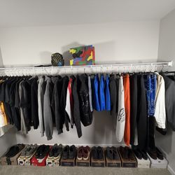 Entire Men’s Wardrobe! Tee’s, Hoodies, Outerwear, Shorts, Suit, Sneakers, Shoes + More! Take It All!