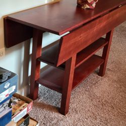 Smart Dining Room Table With Two Folding Sides With Built-in Storage Shelf 50" X  32" Wide When 2 Fold Up Leaves 🍃 Are Up