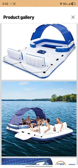 Bestway CoolerZ Tropical Breeze Party Island, Large 6 Person Adult Inflatable Lounger Lake Float
