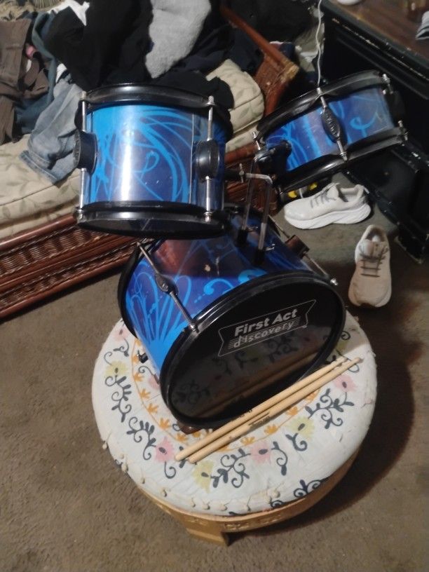 First Act 3 Piece Drum Set W/ Drum Sticks