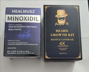 Brand New HEALMUSZ Minoxidil Hair Growth and Jurgen K Beard Growth Kit