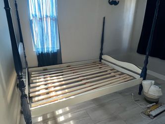 Blue Full Size bed frame with bed slats