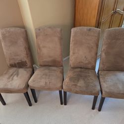 Beige Microfiber Formal Dining Chairs Set Of 4