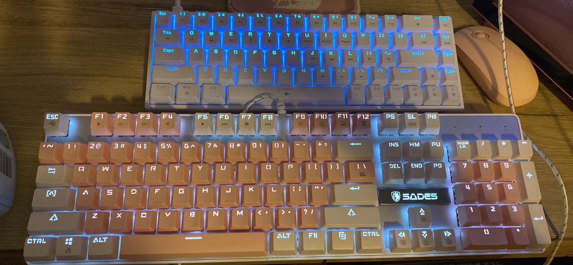 SADES Pink And White Keyboard