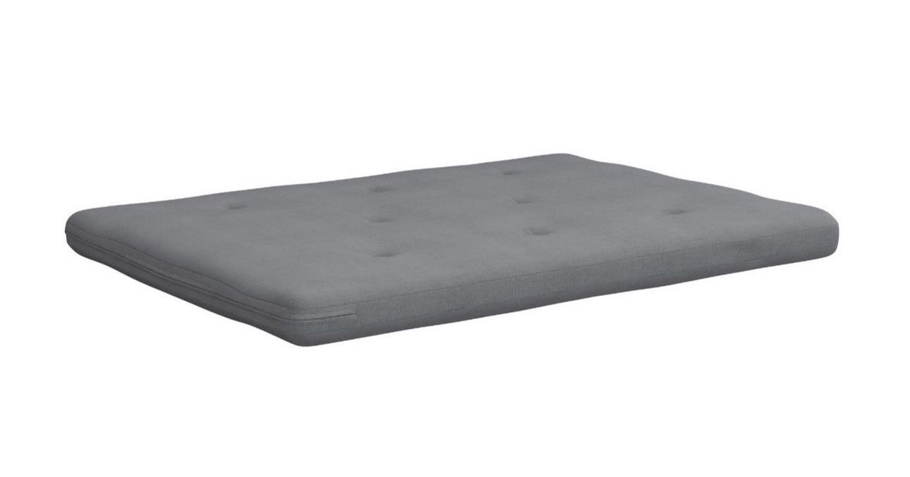 Caddie 6-Inch Futon Mattress with Tufted Cover and Recycled Polyester Fill, Full, Light Gray Linen