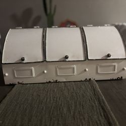 vintage white metal box organizer