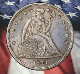 1841 Seated Liberty Dollar Silver Plated Novelty Coin - Cir