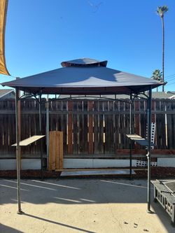 Outdoor BBQ Grill Gazebo with Side Shelves