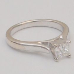 0.35ct Princess Cut Diamond Solitaire Engagement 14K White Gold Ring Sz 4.5