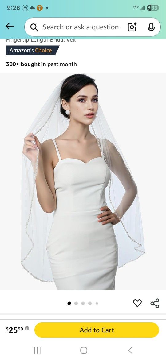 Alternating Wavy Crystal Beaded Bridal Wedding Veil