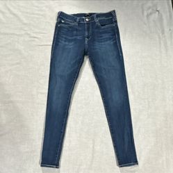 True Religion Mid Rise Super Skinny Blue Denim Jeans Medium Wash Embroidered