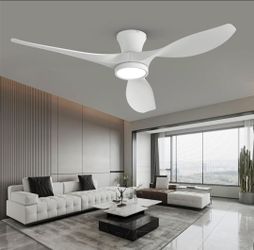 TALOYA 52 inch Ceiling Fans with Lights Remote Control, Modern Low Profile Ceiling Fan with Quiet Reversible DC Motor for Bedroom Living Room