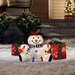 LuxenHome 15-in Freestanding Holiday greetings Yard decoration with Multicolor LED Lights,HD2475