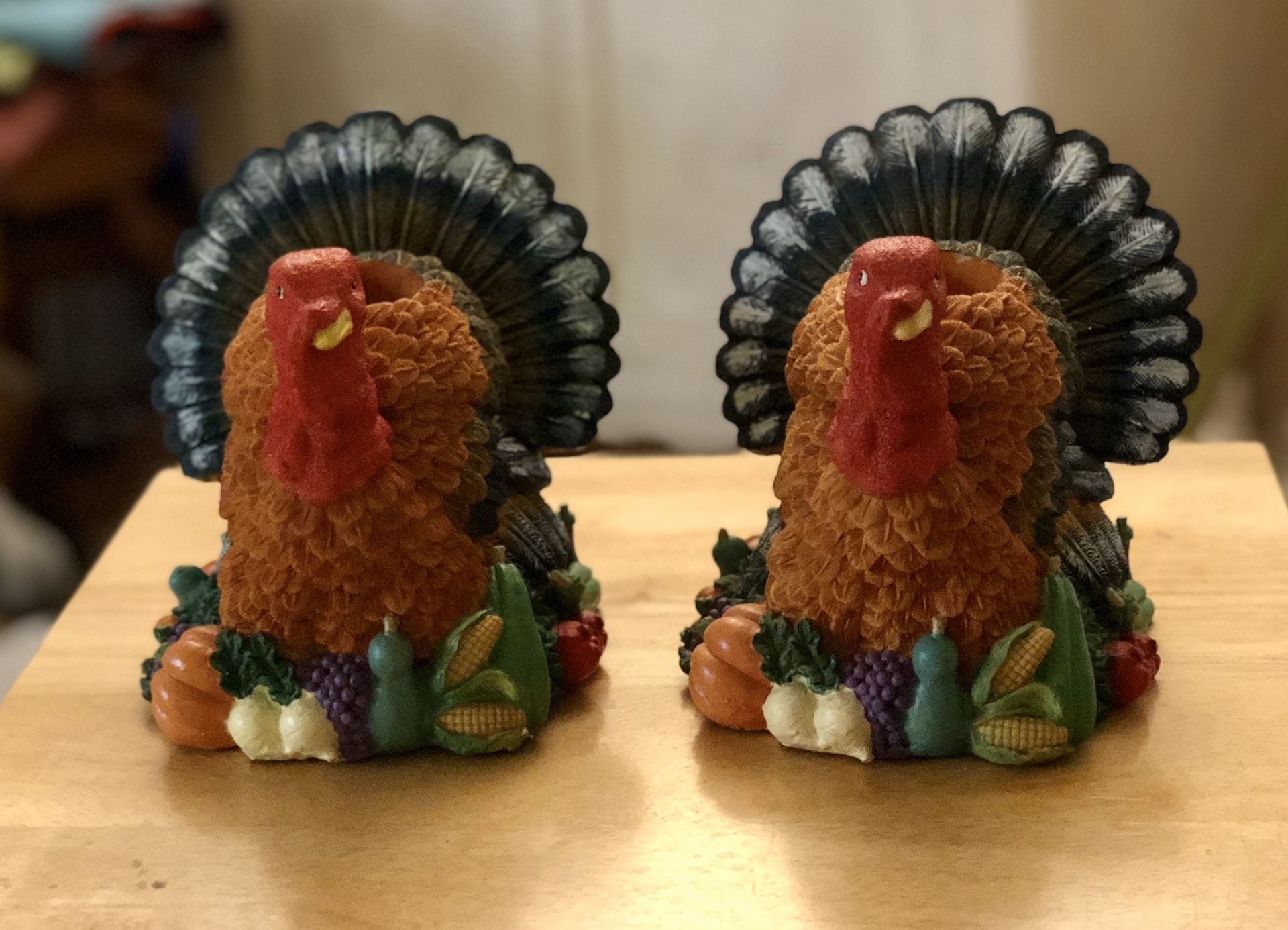 Pair of turkey candle holders 🕯🦃🤍