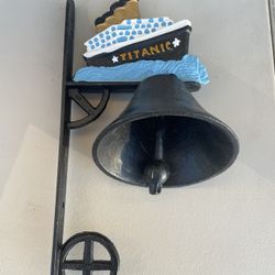 Vintage Cast Iron Titanic Wall Mount Nautical Bell 12”