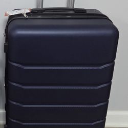New! 26.38"x17.32"x10.83" Inches (67x44x27.5 Cm) Dark Blue Hardshell Luggage, Travel Bags w TSA Lock & 4 Double Spinner Wheels, Medium Checked Bag