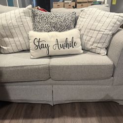 Gently Used  (1 Year) Gray Loveseat with Pillows