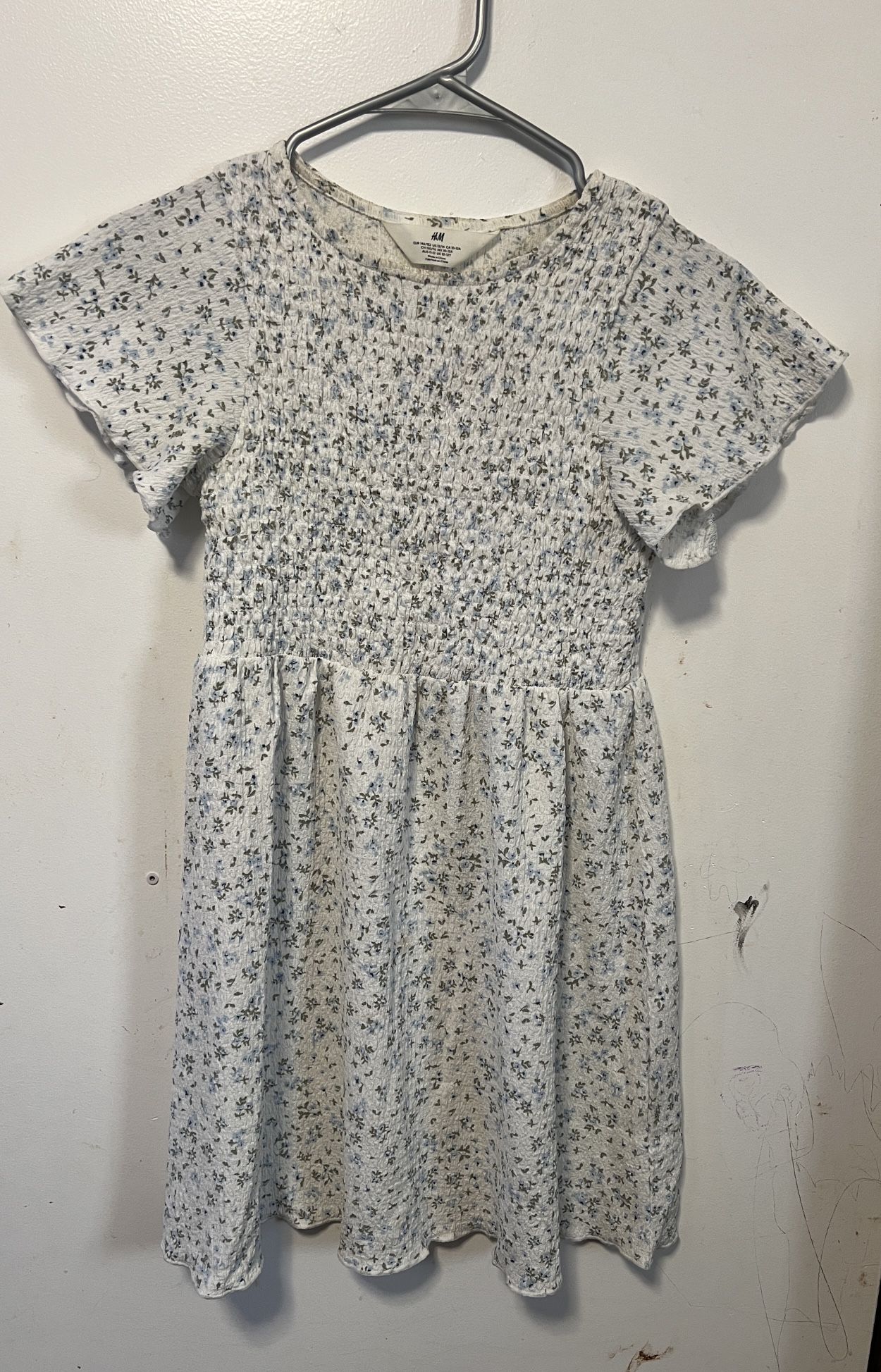 H&M white floral Dress girls 10-12