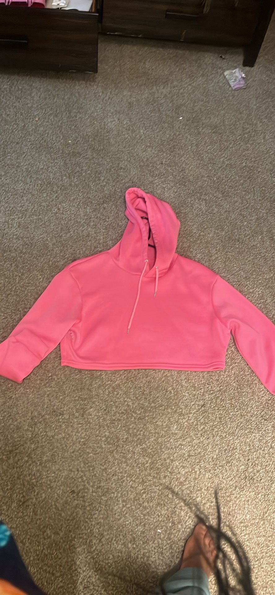 Pink Cropped Hoodie