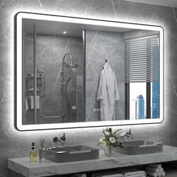 60in. W x 40in. H Rectangular Framed UL Certified Front and Back LED Anti-Fog Tempered Glass Wall Bathroom Vanity Mirror