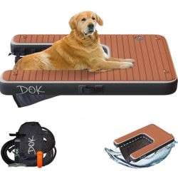 New DOK Dog-DOK Inflatable Dock Platform: Safe & Easy Water Access for Dogs Up to 250 lbs; Floating Non-Slip EVA Foam with Dog Boat Ramp for Pool, Doc