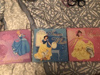 3 Disney princess canvas pictures