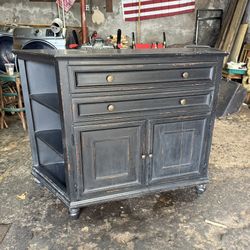 Distressed Black Rustic Cabinet / Sideboard / Coffee Bar Storage