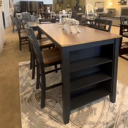 Tall Dining Table - High Counter Table - 4 Chairs - Decor/Storage Shelf’s - Colors Available - SAME DAY DELIVERY - 0 Money Down - No Credit Needed
