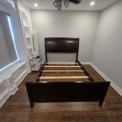Queen Bed Frame With Mattress, Box Spring, And Nightstand
