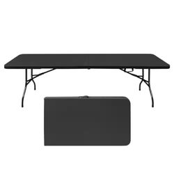 8 ft. Folding Table, Portable Plastic Table for Camping, Picnics, Parties, High Load Bearing Foldable Table