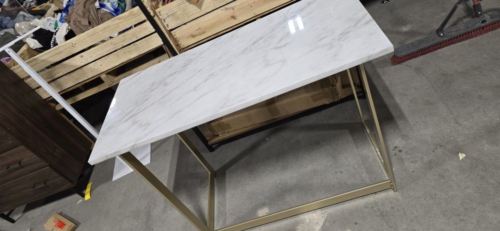 Faux Marble Desk With Gold Trim New