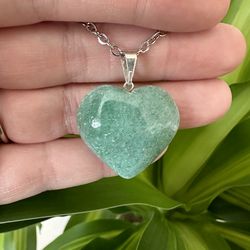 New, beautiful Green Aventurine Crystal heart necklace.
