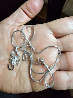 19" STERLING SILVER CHAIN .925 AND SCORPION PENDANT-IN NORWALK