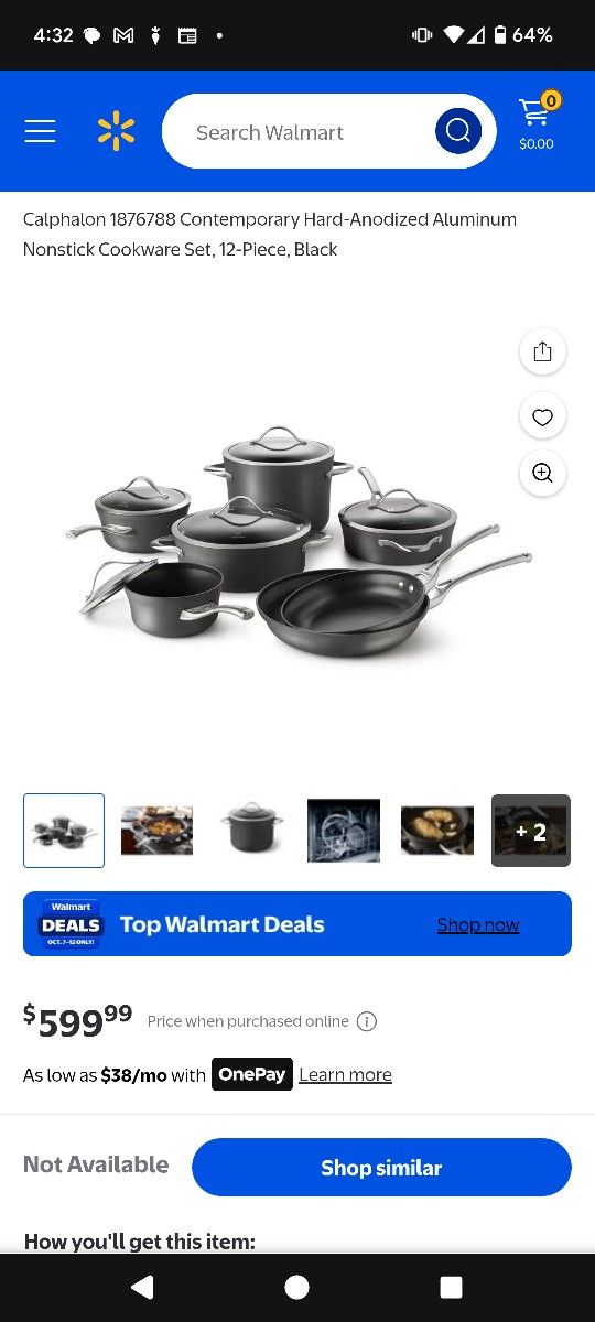 Calphalon Contemporary Hard-Anodized Aluminum Nonstick Cookware Set, 12-Piece, Black

