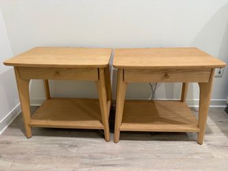 Pair of Living Spaces Mariko nightstands, birch and ash, USB