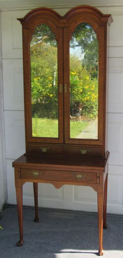 Vintage Baker Furniture Queen Anne Double-Bonnet Secretary Desk/Cabinet - 79" Tall