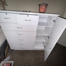 White Dresser Cabinet 8 Drawer