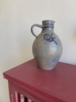 Antique rustic German stoneware jug