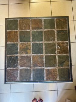 Square slate top coffee table